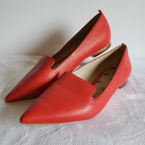 EUC Boden Pebbled Leather Pointed Flats in Red
